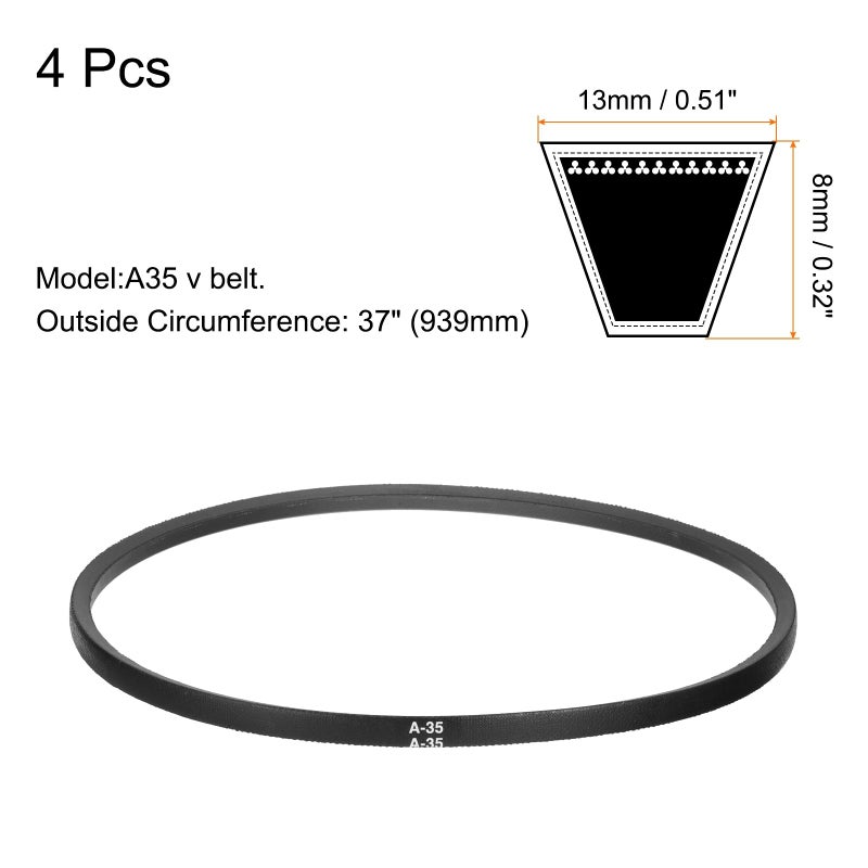 يو إكس سيل Uxcell 4 قطع A35 أو 4L370 حزام على شكل حرف V مطاطي كلاسيكي ملفوف، 35 بوصة (889 مم) محيط داخلي، حزام على شكل حرف V - Image 2
